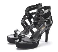 High-Heel-Sandalette "Sandalette mit Plateau", Damen, Gr. 38, schwarz, Obermaterial: 100% Lederimitat. Decksohle: 100% Lederimitat. Futter: 100% Lederimitat. Laufsohle: 100% Synthetik, LASCANA BELLE A