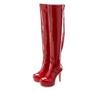 Overkneestiefel "High-Heel-Stiefelette mit Plateau", Damen, Gr. 45, rot, Obermaterial: 100% Lederimitat. Decksohle: 100% Lederimitat. Futter: 100% Textilmaterial. Laufsohle: 100% Synthetik, LASCANA BE