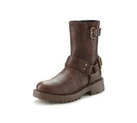 Bikerboots LASCANA, Damen, Gr. 39, braun, Obermaterial: 100% Lederimitat. Decksohle: 100% Lederimitat. Futter: 100% Lederimitat. Laufsohle: 100% Synthetik, unifarben, Schuhe Bikerboots, mit trendigen 