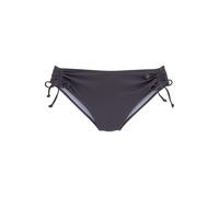 Bikini-Hose LASCANA "Malia", Damen, Gr. 38, N-Gr, grau (anthrazit), Microfaser, Microfaser, Polyamid, unifarben, Badehosen Bikini-Hose, mit seitlicher Raffung mit tropischem Print (70995166-38) anthra