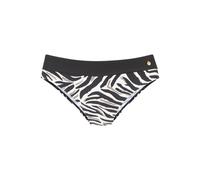 Bikini-Hose LASCANA "Debbie", Damen, Gr. 44, N-Gr, schwarz-weiß (creme, schwarz), Recycling-Polyamid, bedruckt, Badehosen Bikini-Hose, mit abstraktem Animal-Print (68185643-44) creme, schwarz