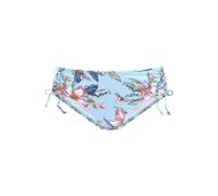 Bikini-Hose LASCANA "Malia", Damen, Gr. 42, N-Gr, blau (hellblau, bedruckt), Microfaser, Microfaser, Polyamid, bedruckt, floral, Badehosen Bikini-Hose, mit seitlicher Raffung mit tropischem Print (328