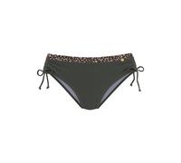 Bikini-Hose LASCANA "Adelin", Damen, Gr. 40, N-Gr, grün (oliv, leo), Elasthan, Recycling-Polyamid, unifarben, Badehosen Bikini-Hose, mit bedruckten Einsätzen (27729562-40) oliv, leo
