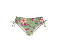 Bikini-Hose LASCANA "Malia", Damen, Gr. 42, N-Gr, salbei, pink bedruckt, Microfaser, Polyamid, Microfaser, bedruckt, floral, Badehosen, mit seitlicher Raffung mit tropischem Print, Topseller (25682164