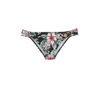 Bikini-Hose LASCANA "Salsa", Damen, Gr. 36, N-Gr, schwarz (schwarz bedruckt), Microfaser, Recycling-Polyamid, geblümt, Badehosen, mit Zierringen und tollem Blumenprint (25823651-36) schwarz bedruckt