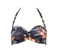 LASCANA Bügel-Bandeau-Bikini-Top Malia, mit tropischem Print 38, Cup D grau Damen Bikini Oberteile Bikinis Damenbademode 38, Cup D anthrazit, bedruckt