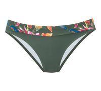 Bikini-Hose LASCANA "Malia", Damen, Gr. 40, N-Gr, oliv bedruckt, Microfaser, Microfaser, Polyamid, bedruckt, floral, Badehosen Bikini-Hose, mit Umschlagbund mit tropischem Print (89880063-40) oliv bed