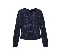 Blouson LASCANA, Damen, Gr. 38, marine, Stoff, Obermaterial: 95% Polyester, 5% Elasthan. Futter: 100% Polyester, glänzend, festlich, figurumspielend hüftlang, Rundhals, mit innenliegendem Gummizug, Ja