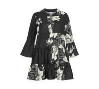 Blusenkleid LASCANA Gr. 32/34, N-Gr, beige (schwarz, creme) Damen Kleider Strandkleider in weiter Form mit Volants und Blumenprint, Tunikakleid, Strandkleid (98766941-32)