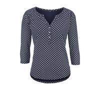 Blusenshirt LASCANA "mit Knopfleiste" Gr. 48/50, blau (navy) Damen Shirts Bestseller (35628460-48) navy
