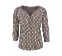 Blusenshirt LASCANA "mit Knopfleiste" Gr. 44/46, grau (taupe) Damen Shirts (48123151-44) taupe