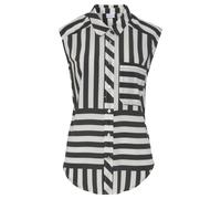 Blusentop LASCANA Gr. 44, schwarz-weiß (schwarz, weiß bedruckt) Damen Blusen Strandtops mit Knopfleiste, Streifenmuster, Damenbluse Hemdblusenkragen (97495567-44)