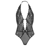 Body LASCANA, Damen, Gr. 44/46, N-Gr, schwarz, Spitze, Obermaterial: 88% Polyamid, 12% Elasthan, sexy, figurbetont kurz, tiefer V-Ausschnitt, ohne Ärmel, Bodies, aus Spitze mit verführerischem Rücken,