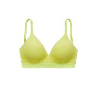 Bralette-BH LASCANA "Freya", Damen, Gr. 85, Cup B, grün (lime), Spitze, Obermaterial: 36% Polyamid, 29% Polyester, 27% Baumwolle, 8% Elasthan, BHs, ohne Bügel mit eingearbeitetem Push-up Kissen, Desso