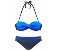 LASCANA Bügel-Bandeau-Bikini Damen blau-bedruckt Gr.38 Cup D