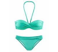 Bügel-Bandeau-Bikini LASCANA, Damen, Gr. 42, Cup D, grün (mint), Polyamid, glänzend, unifarben, Bikini-Sets, mit verschiedenen Trägervarianten (794193-42) mint