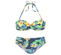 LASCANA Bügel-Bandeau-Bikini Damen nachtblau-gelb Gr.36 Cup B