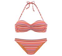 LASCANA Bügel-Bandeau-Bikini Damen orange gestreift Gr.34 Cup D