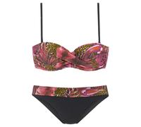 Bügel-Bandeau-Bikini LASCANA, Damen, Gr. 38, Cup E, pink (pink, bedruckt), Polyamid, bedruckt, Bikini-Sets, mit Dschungel-Optik (13483701-38) pink, bedruckt