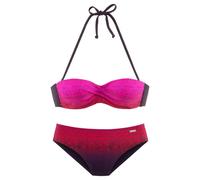 Bügel-Bandeau-Bikini LASCANA, Damen, Gr. 42, Cup B, rot, Polyamid, Farbverlauf, bedruckt, Bikini-Sets, mit Farbverlauf (30151518-42) rot