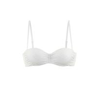 Bügel-Bandeau-Bikini-Top LASCANA "Omara", Damen, Gr. 42, Cup D, beige (creme), Recycling-Polyamid, unifarben, Bikini-Oberteile, mit Lochstickerei (12671410-42) creme