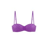 Bügel-Bandeau-Bikini-Top LASCANA "Omara", Damen, Gr. 40, Cup D, lila, Recycling-Polyamid, unifarben, modisch, Bikini-Oberteile, mit Lochstickerei (65003317-40) lila