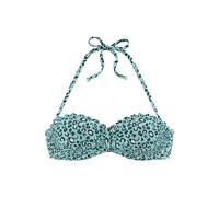 Bügel-Bandeau-Bikini-Top LASCANA "Mae", Damen, Gr. 34, Cup E, grün (mint, bedruckt), Polyamid, bedruckt, Animalprint, Bikini-Oberteile, farbenfroher Animalprint, wattierte Cups, abnehmbare Träger (641