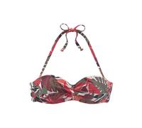 Bügel-Bandeau-Bikini-Top LASCANA "Ava", Damen, Gr. 40, Cup E, rot (rot bedruckt), Recycling-Polyamid, bedruckt, Bikini-Oberteile, im tropischen Design (52017661-40) rot bedruckt