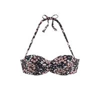LASCANA Bügel-Bandeau-Bikini-Top Damen schwarz-bedruckt Gr.36 Cup D