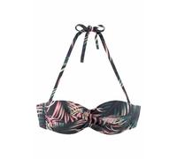 LASCANA Bügel-Bandeau-Bikini-Top Damen schwarz-bedruckt Gr.38 Cup D