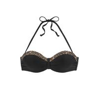 LASCANA Bügel-Bandeau-Bikini-Top Damen schwarz-leo Gr.42 Cup A