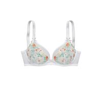 Bügel-BH LASCANA, Damen, Gr. 90, Cup B, weiß (weiß, neon), Mesh, Obermaterial: 66% Polyamid, 32% Polyester, 2% Elasthan, BHs Bügel-BH, mit zarter Blumenstickerei und filigranen Accessoires, sexy Desso