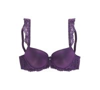 Schalen-BH LASCANA "Flora", Damen, Gr. 80, Cup C, lila (pflaume), Microtouch, Spitze, Obermaterial: 88% Polyamid, 12% Elasthan, feminin, BHs, mit wunderschönen Spitzenträgern und edlem Glitzeraccessoi