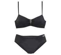 Bügel-Bikini LASCANA, Damen, Gr. 44, Cup C, schwarz, Polyamid, unifarben, Bikini-Sets, mit Pailletten-Verzierung (621127-44) schwarz