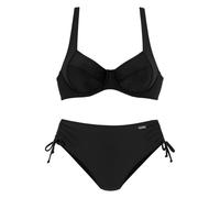 Bügel-Bikini LASCANA, Damen, Gr. 44, Cup D, schwarz, Polyamid, unifarben, Bikini-Sets Bügel-Bikini, mit seitlich geraffter Bikinihose (17476812-44) schwarz