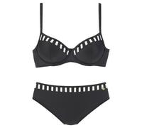 Bügel-Bikini LASCANA Gr. 40, Cup C, goldfarben (schwarz, weiß, goldfarben) Damen Bikini-Sets (25749831-40) schwarz, weiß, goldfarben