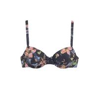 Bügel-Bikini-Top LASCANA "Malia", Damen, Gr. 36, Cup C, grau (anthrazit, bedruckt), Microfaser, Microfaser, Polyamid, bedruckt, floral, Bikini-Oberteile, mit tropischem Print (87125701-36) anthrazit, 