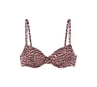 Bügel-Bikini-Top LASCANA "Holly", Damen, Gr. 40, Cup F, rot (bordeaux bedruckt), Recycling-Polyamid, bedruckt, Animalprint, Bikini-Oberteile, mit Animalprint (77386446-40) bordeaux bedruckt