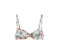Bügel-Bikini-Top LASCANA "Salsa", Damen, Gr. 38, Cup D, beige (creme bedruckt), Microfaser, Recycling-Polyamid, geblümt, Bikini-Oberteile, mit tollem Blumenprint (39745943-38) creme bedruckt