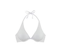 Bügel-Bikini-Top LASCANA "Omara", Damen, Gr. 40, Cup B, beige (creme), Microfaser, Recycling-Polyamid, unifarben, modisch, Bikini-Oberteile, mit Lochstickerei (46179913-40) creme