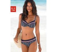 Bügel-Bikini-Top LASCANA "Minimal", Damen, Gr. 36, Cup C, blau (marine, bedruckt), Polyamid, Bikini-Oberteile, mit verstellbaren Trägern (39450354-36) marine, bedruckt
