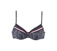 Bügel-Bikini-Top LASCANA "Minimal", Damen, Gr. 40, Cup B, blau (marine, bedruckt), Polyamid, bedruckt, Bikini-Oberteile, mit verstellbaren Trägern (32162562-40) marine, bedruckt
