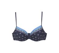 Bügel-Bikini-Top LASCANA "Jimer", Damen, Gr. 36, Cup C, blau (nachtblau), Recycling-Polyamid, bedruckt, Bikini-Oberteile, im modischen Print (36064251-36) nachtblau