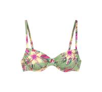 Bügel-Bikini-Top LASCANA "Malia", Damen, Gr. 38, Cup C, salbei, pink bedruckt, Microfaser, Microfaser, Polyamid, bedruckt, floral, Bikini-Oberteile, mit tropischem Print (70874304-38) salbei, pink bed