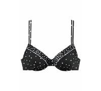 Bügel-Bikini-Top LASCANA "Leona", Damen, Gr. 46, Cup F, schwarz-weiß (schwarz, weiß), Recycling-Polyamid, bedruckt, gepunktet, Bikini-Oberteile, mit Pünktchenprint (58040352-46) schwarz, weiß
