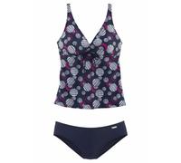 Bügel-Tankini LASCANA Gr. 44, Cup D, blau (marine, bedruckt) Damen Bikini-Sets (488125-44) marine, bedruckt
