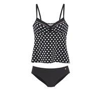 Bügel-Tankini LASCANA, Damen, Gr. 48, Cup D, schwarz (schwarz, creme), Recycling-Polyamid, gepunktet, Bikini-Sets, mit süßen Tupfen (40877434-48) schwarz, creme