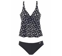 Bügel-Tankini LASCANA, Damen, Gr. 38, Cup E, schwarz-weiß (schwarz, weiß), Polyamid, bedruckt, gepunktet, Bikini-Sets, regulierbar unterhalb der Brust, verstellbare Träger (863994-38) schwarz, weiß