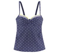 Bügel-Tankini-Top LASCANA "Monri", Damen, Gr. 40, Cup E, bunt (blau, gelb, bedruckt), Recycling-Polyamid, bedruckt, gepunktet, Bikini-Oberteile, mit kontrastfarbenem Detail (51338308-40) blau, gelb, b