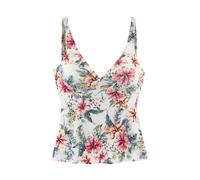 Bügel-Tankini-Top LASCANA "Salsa", Damen, Gr. 42, Cup F, beige (creme bedruckt), Microfaser, Recycling-Polyamid, geblümt, Bikini-Oberteile, mit tollem Blumenprint (65368829-42) creme bedruckt